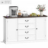 HOMCOM 58\" Sideboard Buffet Cabinet with Charging Station White Wood Grain