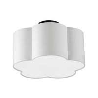 Dainolite Phlox 3 Light Flush Mount Small Matte Black White Shade Lamp