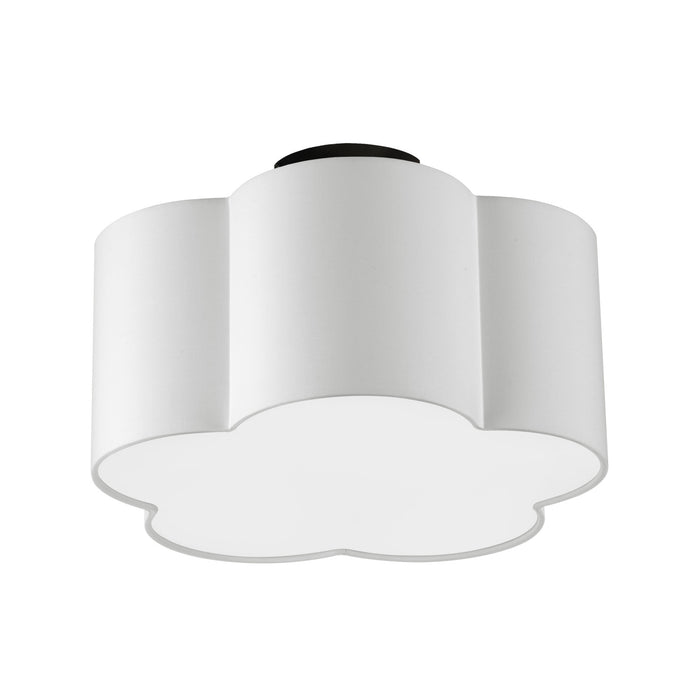 Dainolite Phlox 3 Light Flush Mount Small Matte Black White Shade Lamp