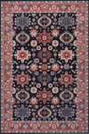 Aqua Black Star Washable Non-slip Low Pile Area Rug 5'x7'