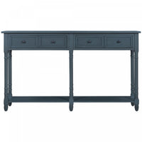Phyllis Solid Wood Console Table With Drawers And Bottom Shelf - Antique Navy 