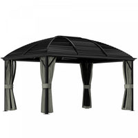 Outsunny 10' X 13' Hardtop Gazebo With Mesh Nettings, Dark Grey