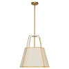Dainolite Trapezoid 3 Light Pendant Trapezoid Gold/Cream Shade White Fabric Diffuser Lamp|Luminaire suspendu Trapezoid de Dainolite avec abat-jour trapézoïde doré et crème qui diffuse la lumière, tissu blanc et 3 ampoules