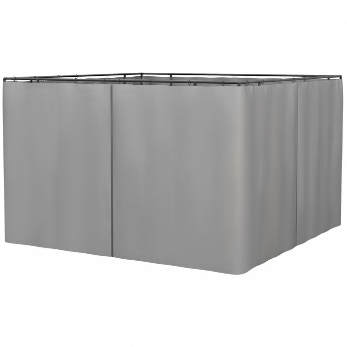 Outsunny 10' X 10' Universal Gazebo Sidewall Set With 4 Panels, Hooks/c-rings Included For Pergolas & Cabanas, Light Grey