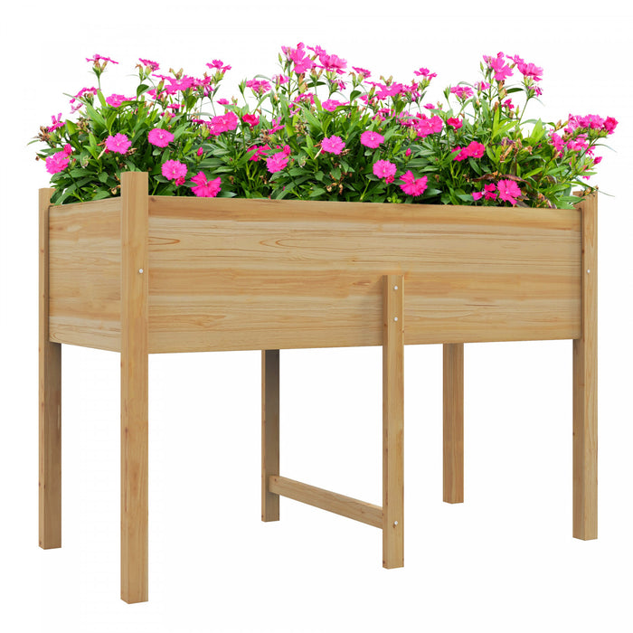 Outsunny Wooden Raised Garden Bed With Drain Holes, Bed Liner For Vegetables, Flowers, Herbs, Outdoor Elevated Planter Box With Legs For Backyard Patio Balcony, 45.3\"x21.7\"x31.5\"