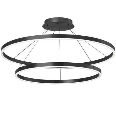 Dainolite Circulo Chandelier 97w Matte Black Finish White Acrylic Diffuser Lamp|Lustre Circulo de Dainolite en acrylique blanc qui diffuse la lumière, avec fini noir mat et ampoule de 97 W