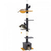 Pawhut Floor To Ceiling Cat Tree, Cat Tower With 90.5\"-108\" Adjustable Height, 5 Tier Activity Centre With Scratching Posts, Hammock, Condo, Toy Ball For Indoor Cats, Dark Grey