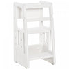 Qaba Toddler Kitchen Helper 2 Step Stool With Adjustable Height Platform And Safety Rail, White|Qaba Marchepied Pour Enfants Avec Plate-forme Debout Reglable Pour Tout-petits - Tour Debout Pour Co