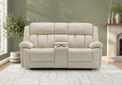 MONARCH SPECIALTIES 2-SEATER POWER RECLINING UPHOLSTERED LOVE SEAT, 76" WIDE, BEIGE FABRIC, TRANSITIONAL Recliner | MONARCH SPECIALTIES CAUSEUSE REMBOURRE 2 PLACES INCLINABLE ELECTRIQUE, 76"L, TISSU BEIGE, TRANSITIONNEL