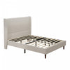 Harper Upholstered Queen Bed Frame with High Headboard, Chenille Fabric - Beige