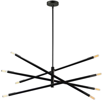 Dainolite Wand 8 Light Chandelier Small Matte Black Lamp|Petit lustre Wand de Dainolite avec fini noir mat et 8 ampoules