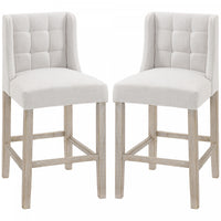 HOMCOM Modern Counter Bar Stools Upholstered Counter Chairs Set of 2 Beige