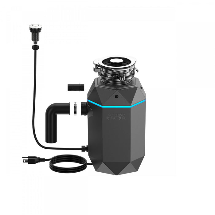 BrightDIAMOND 1HP Quietest Waste Disposer, LED Cabinet Light, Corded & Air Switch, Black Onxy - WDD100TA1BO Food Disposer