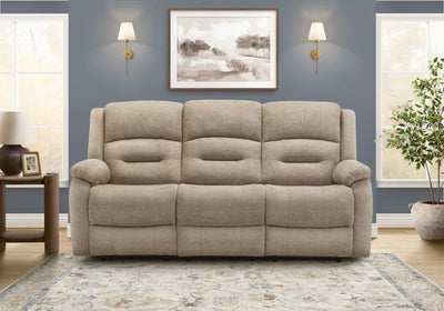 MONARCH SPECIALTIES 3-SEATER POWER RECLINING UPHOLSTERED SOFA, 80" WIDE,USB PORT INCLUDED, BEIGE FABRIC RECLINER | MONARCH SPECIALTIES SOFA INCLINABLE ELECTRIQUE 3 PLACES, 80"L, PORT USB INCLUS, TISSU BEIGE