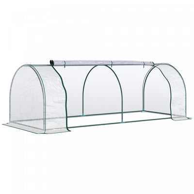 Outsunny 99" X 39" X 32" Mini Greenhouse Transparent Portable Hot House For Plants With Zippered Doo|Outsunny Serre De Jardin Tunnel 2,5l X 1l X 0,8h M Grande Porte Zippee Bache Pvc Transparent Metal E