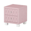 Sophia Elegant Velvet Nightstand with Drawers and Button-Tufted Design,Pink | Sophia Table de Nuit Elegante en Velours avec Tiroirs et Design Capitonne, Rose