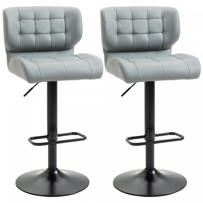 HOMCOM Adjustable Bar Stools Set of 2 with Footrest Back for Dining Room