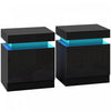 HOMCOM Nightstand Set of 2, Side Table with LED Lights, Black