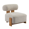 Luma Modern Boucle Lounge Chair with Rolled Backrest and Solid Wood Frame, Almond, Natural | Luma Fauteuil de Salon Moderne en Bouclette a Dossier Enroule et Cadre en Bois Massif, Amande, Naturel