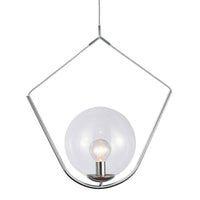 Dainolite Orion 1 Light Pendant Polished Chrome Finish Clear Glass Lamp