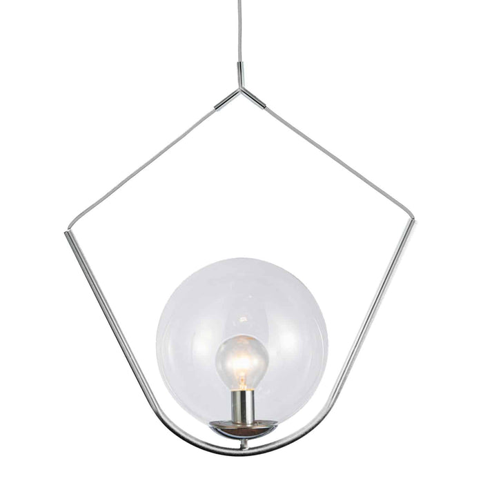 Dainolite Orion 1 Light Pendant Polished Chrome Finish Clear Glass Lamp