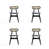 Colbert Industry Chic Cane Back Wood Upholstered Dining Chair in Black and Gray - Set of 4 | Chaise de salle a manger Colbert Industry Chic a dossier cannage en bois et assise rembourree, noir et gris - Lot de 4