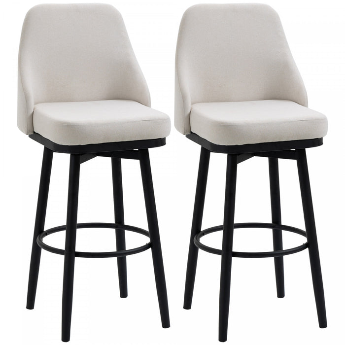 HOMCOM Bar Height Bar Stools Set of 2 360° Swivel Barstools with Steel Legs