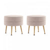 Bailey Mid-Century Modern Upholstered Accent Ottoman in Wheat - Set of 2