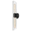 Dainolite Samantha 2 Light Vanity Light Tall Matte Black Clear Fluted Glass Lamp|Grande lumière de coiffeuse Samantha de Dainolite en verre cannelé transparent, avec fini noir mat et 2 ampoules