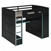 Jerry Wood Loft Bed with Desk and Storage,Full Size,Blue Full Bed