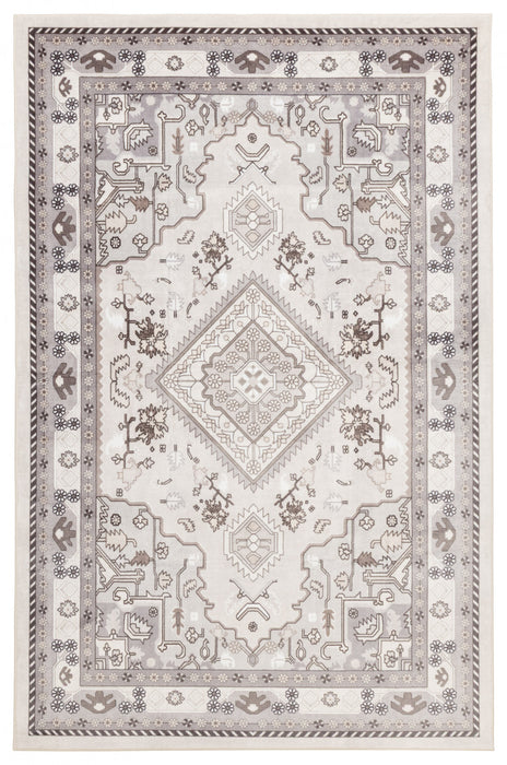 Oriana Traditional Beige Washable Rug 5'0\" x 7'6\" Indoor Area Rug