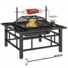 Outsunny Outdoor Fire Pit Firepit With Bbq Grill Grate Poker Lid, Black