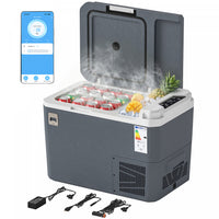 Outsunny 12 Volt Car Refrigerator, 26QT Car Fridge with App Control, 12/24V DC and 100-240V AC, -4℉-68℉, Portable Electric Freezer Compressor Cooler for Truck SUV Travel Camping