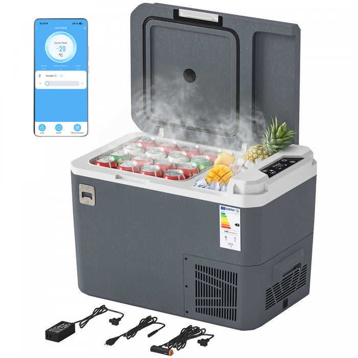 Outsunny 12 Volt Car Refrigerator, 26QT Car Fridge with App Control, 12/24V DC and 100-240V AC, -4℉-68℉, Portable Electric Freezer Compressor Cooler for Truck SUV Travel Camping