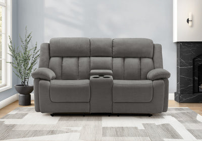MONARCH SPECIALTIES 2-SEATER POWER RECLINING UPHOLSTERED LOVE SEAT, 76" WIDE, LIGHT GREY FABRIC, TRANSITIONAL RECLINER | MONARCH SPECIALTIES CAUSEUSE REMBOURRE 2 PLACES INCLINABLE ELECTRIQUE, 76"L, TISSU GRIS CLAIR, TRANSITIONNEL