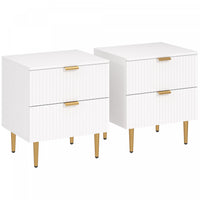 HOMCOM Nightstand, Bedside Table, Side End Table with 2 Drawers, White