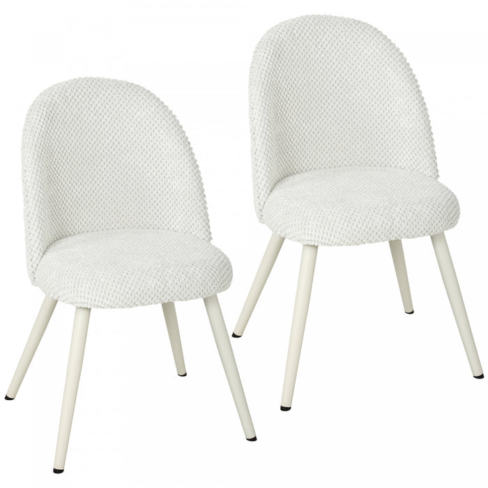 HOMCOM Dining Chairs Set of 2 with Velvet Fabric Upholstery, White