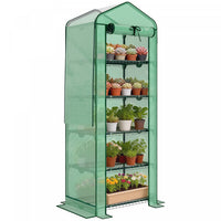 Outsunny Mini Greenhouse with Screen Roof, Portable Small Greenhouse, Green
