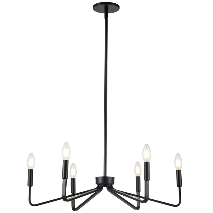 Dainolite Clayton 6 Light Chandelier Matte Black Lamp
