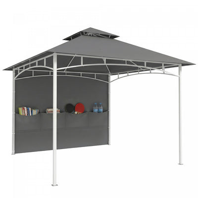 Outsunny 10' x 10' Patio Gazebo, Double Roof Outdoor Gazebo, Dark Grey