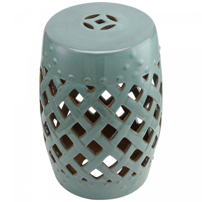 Outsunny 13\" x 18\" Outdoor Ceramic Garden Stool, Blue