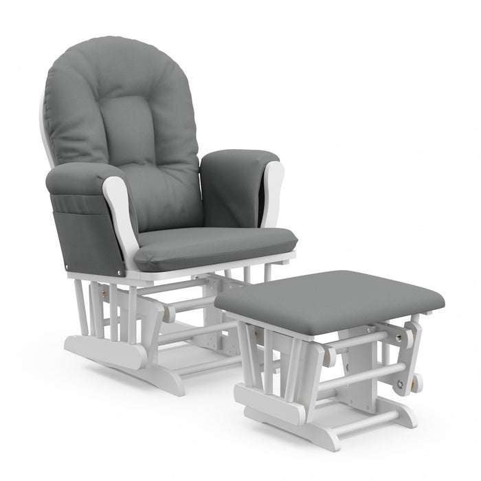 Storkcraft Hoop Glider and Ottoman - White/Gray
