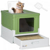 Pawhut Cat Litter Box, Top Entry Enclosed Kitty Litter Box With Scoop, Tray, Foldable Portable Kitte|Pawhut Bac A Litiere Pour Chat Entierement Ferme Avec Pelle, Litiere Avec Plateau De Type Tiroir, Po