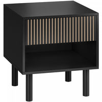 HOMCOM Nightstand with Drawer and Open Shelf, Side Table, Black