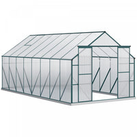 Outsunny Polycarbonate Greenhouse Kit With Vent Rain Gutter Door, Green
