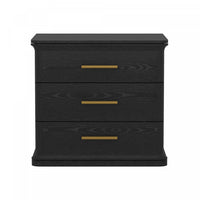 Clifford Traditional Nightstand in Black (3-Drawer) 