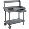 Outsunny 36" Wooden Potting Bench Work Table With 2 Removable Wheels Gray|Outsunny Table De Travail En Bois Rempotage 36" Avec 2 Roues Amovibles Gris