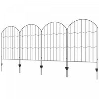Outsunny 11.4' Garden Fence, Steel Fence Panels, Pack of 4, Black