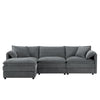 Nimbus 103 Inch Chenille Modular Sectional Sofa with Ottoman and Double Cushions, Dark Gray | Nimbus Canape Sectionnel Modulaire en Chenille 103 po avec Ottoman et Double Coussin, Gris Fonce