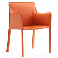 Manhattan Comfort Paris Saddle Leather Dining Chair - Coral